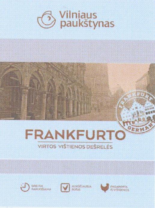 Prekės ženklas: Vilniaus paukštynas FRANKFURTO VIRTOS VIŠTIENOS DEŠRELĖS FRANKFURT GERMANY GREITAI PARUOŠIAMA AUKŠČIAUSIA RŪŠIS PAGAMINTA IŠ VIŠTIENOS